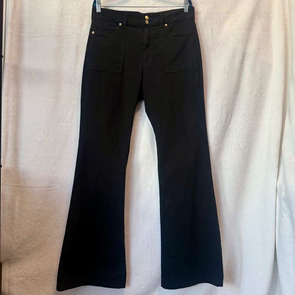MICHAEL Michael Kors Selma Black Flare Patch Pocket Jeans - Picture 2 of 9